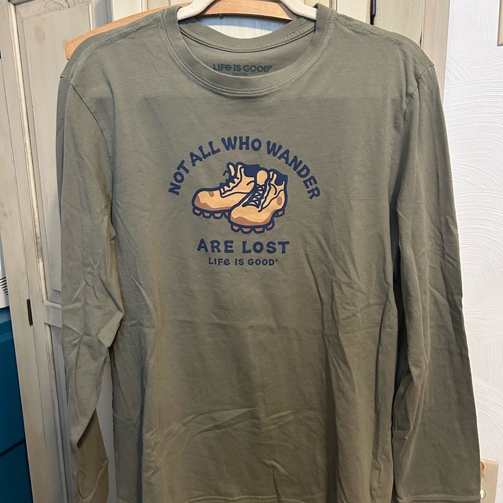 Life is Good Olive Green Long Sleeve Shirt